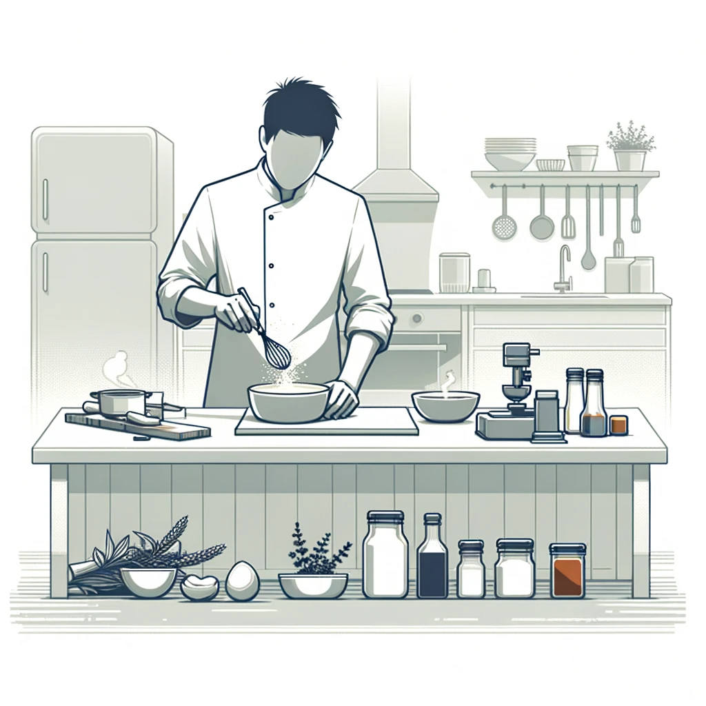 음식 레시피 고안하는  모습