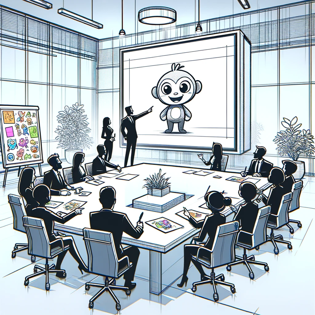 캐릭터 회의 하는 모습